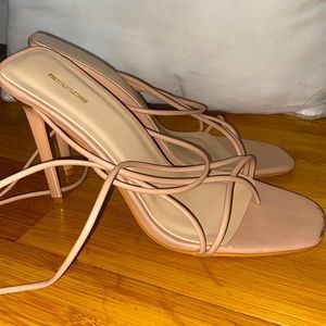 Nude lace up sandal heels